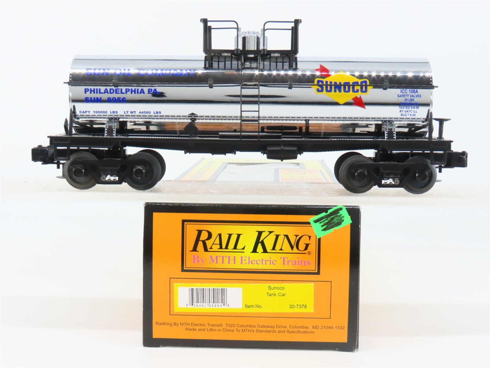 O Gauge 3-Rail MTH Rail King 30-7378 SUN Sunoco Tank Car #8956
