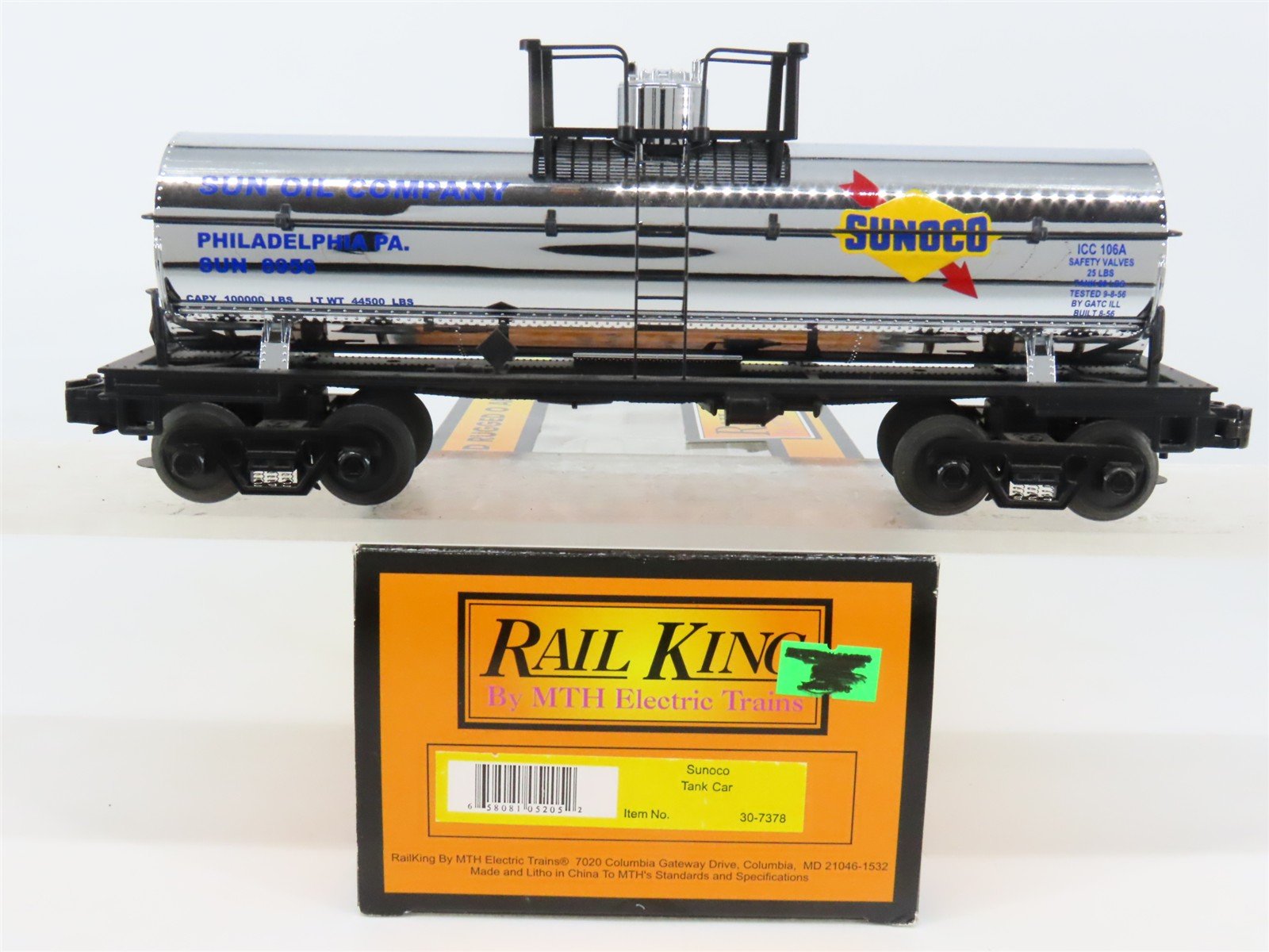 O Gauge 3-Rail MTH Rail King 30-7378 SUN Sunoco Tank Car #8956
