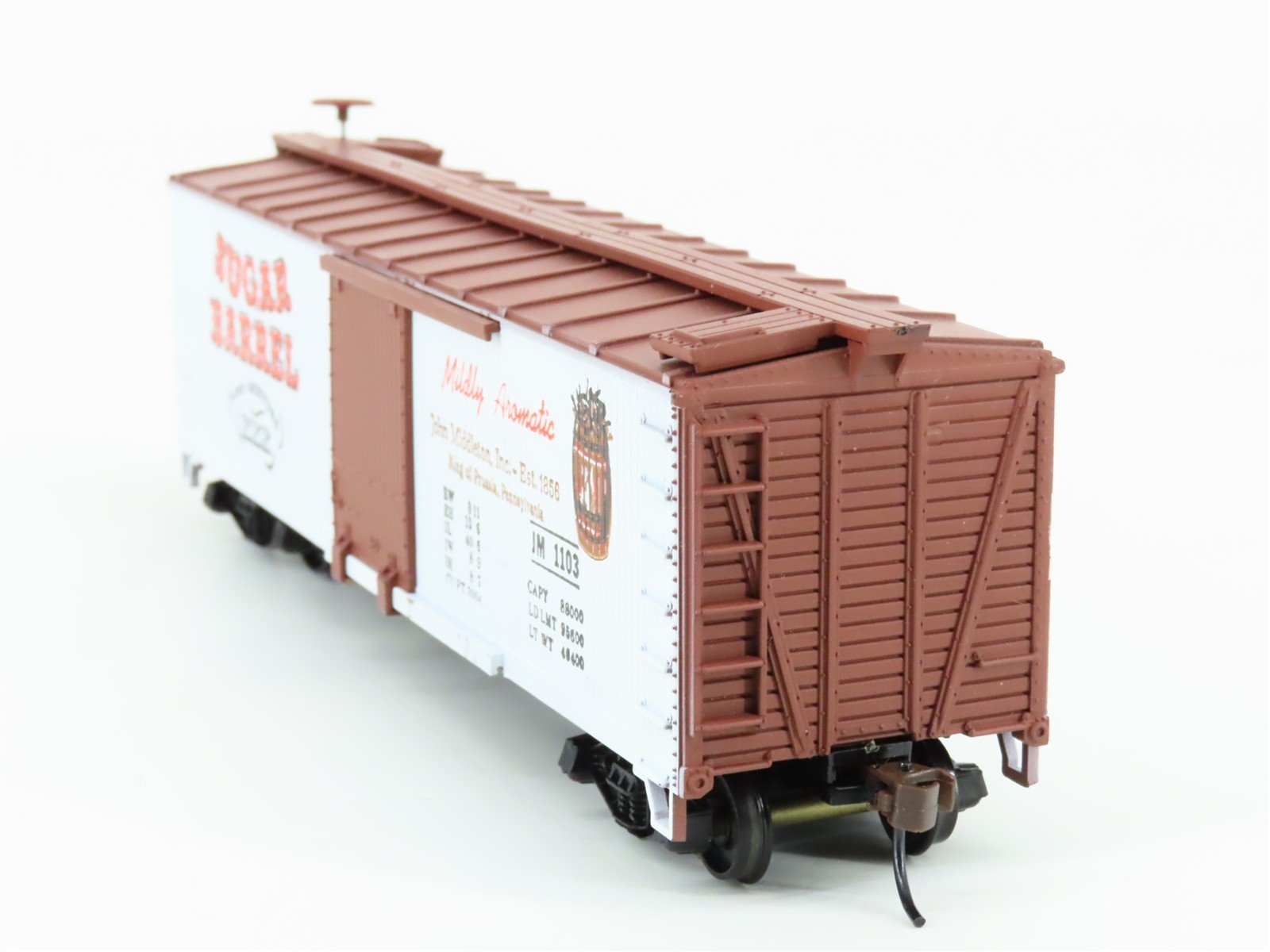 HO Scale Train-Miniature 2716 JM Sugar Barrel Pipe Tobacco 40' Box Car #1103