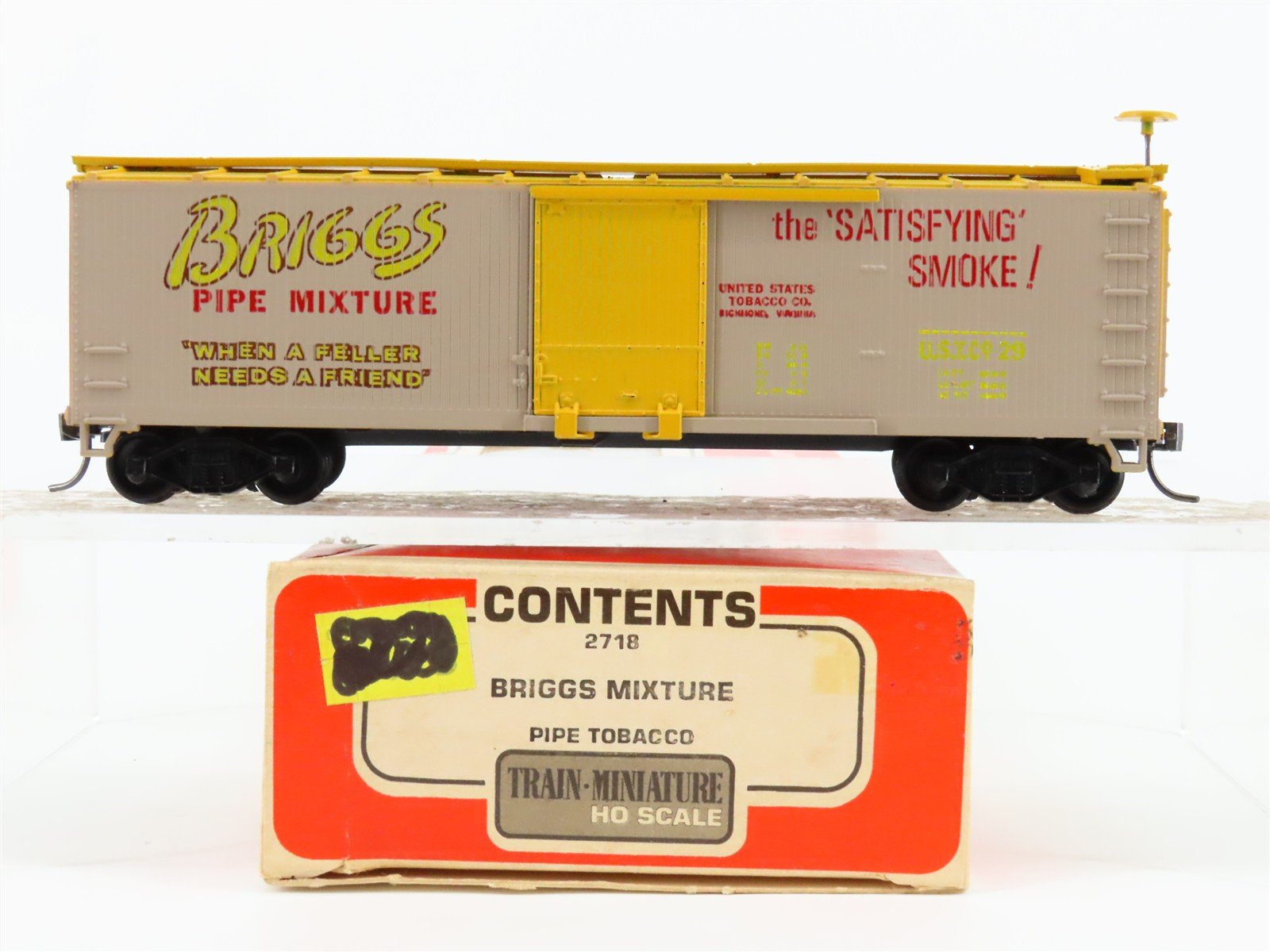 HO Scale Train-Miniature 2718 USTCo Briggs Mixture Pipe Tobacco 40' Box Car #29