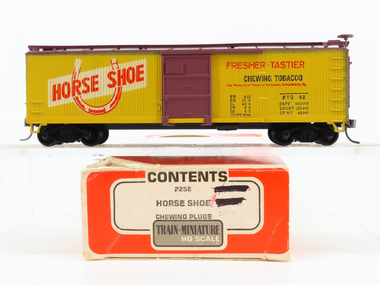 HO Scale Train-Miniature 2258 PTC Horse Shoe Chewing Plugs 40' Box Car #92