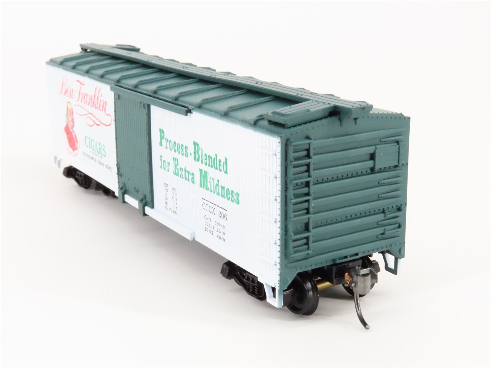 HO Scale Train-Miniature Tobacco Road 2038 CCCX Ben Franklin Cigars Box Car #206