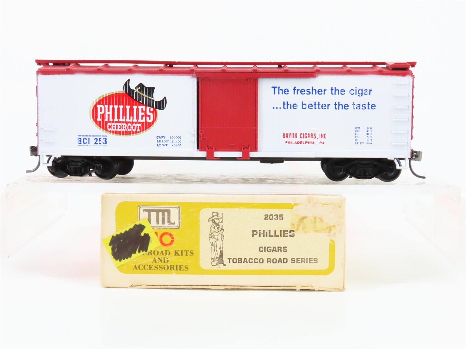 HO Train-Miniature Tobacco Road Series 2035 BCI Phillies Cigars 40' Box Car #253