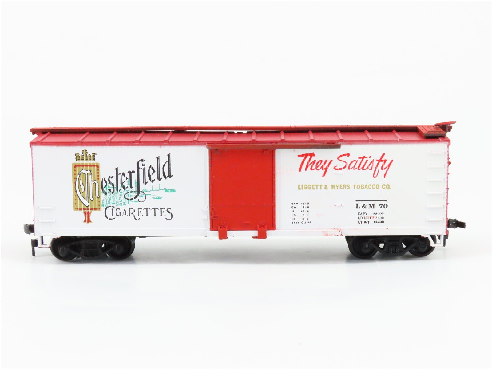 HO Scale Train-Miniature L&M Chesterfield Cigarettes Tobacco 40' Box Car #70