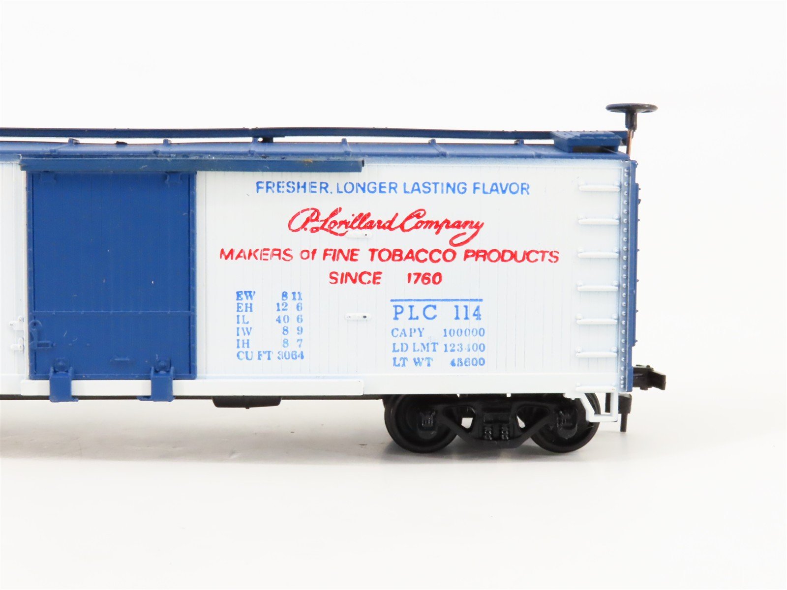 HO Train-Miniature PLC Beech Nut Chewing Tobacco 40' Single Door Box Car #114