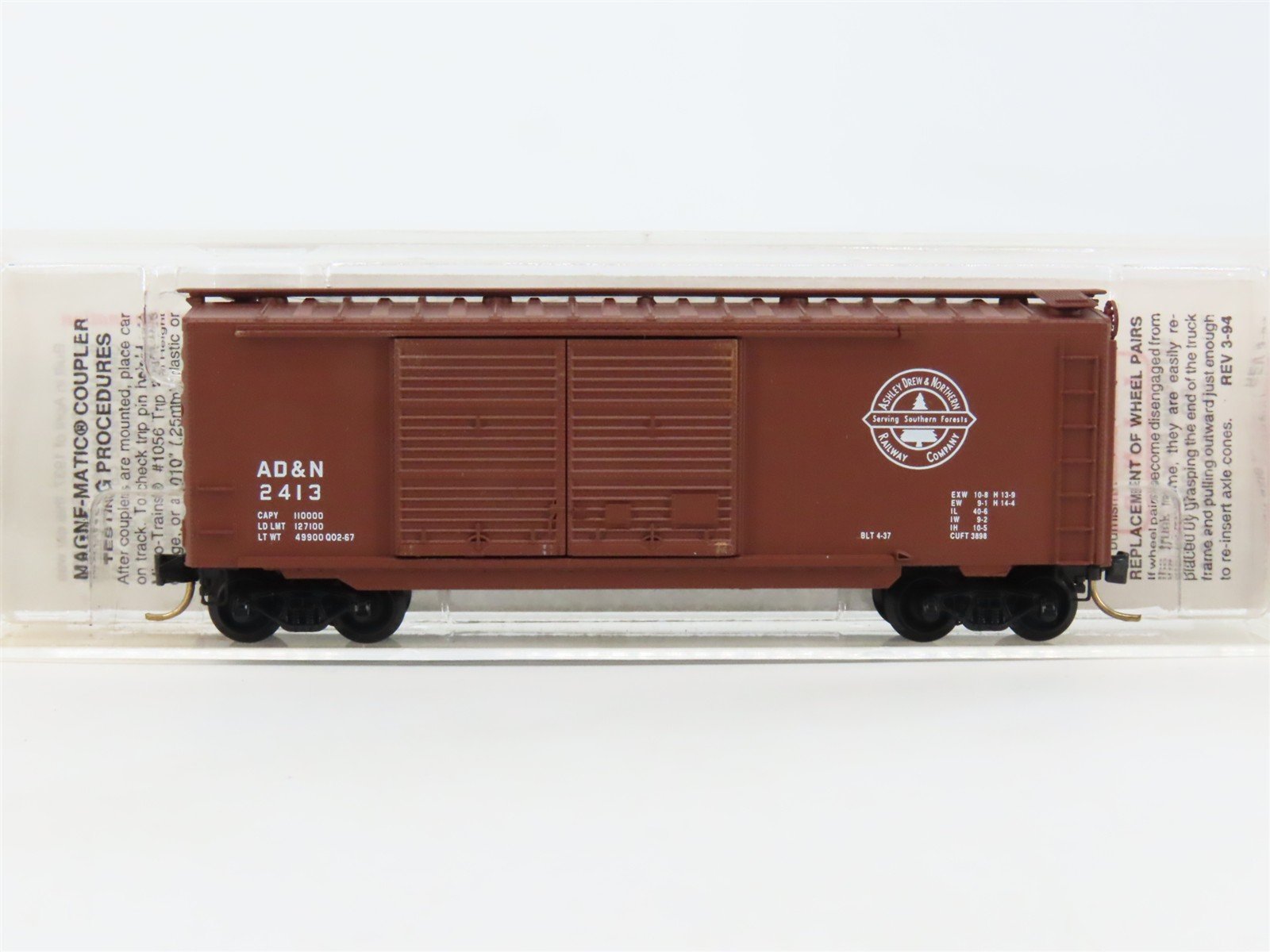N Scale Micro-Trains MTL 23240 ADN Ashley Drew & Northern 40' Box Car #2413