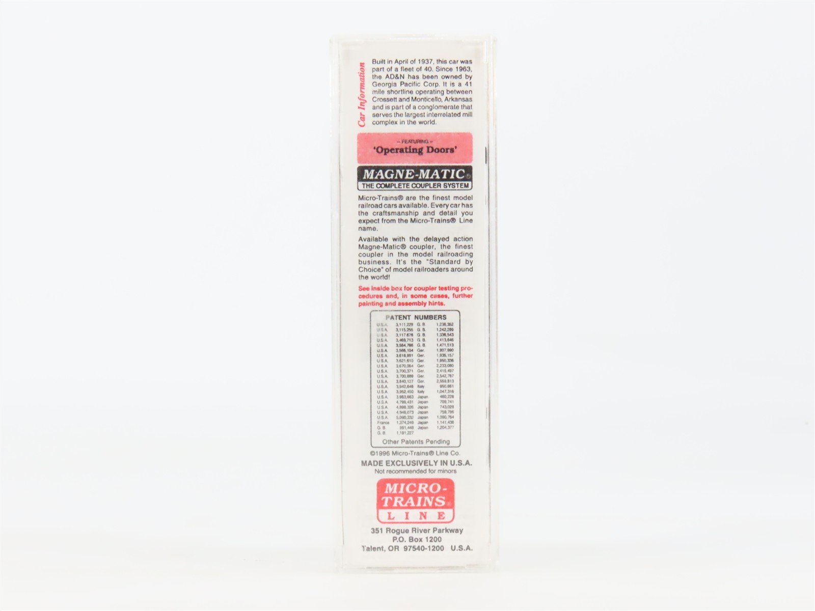 N Scale Micro-Trains MTL 23240 ADN Ashley Drew & Northern 40' Box Car #2413