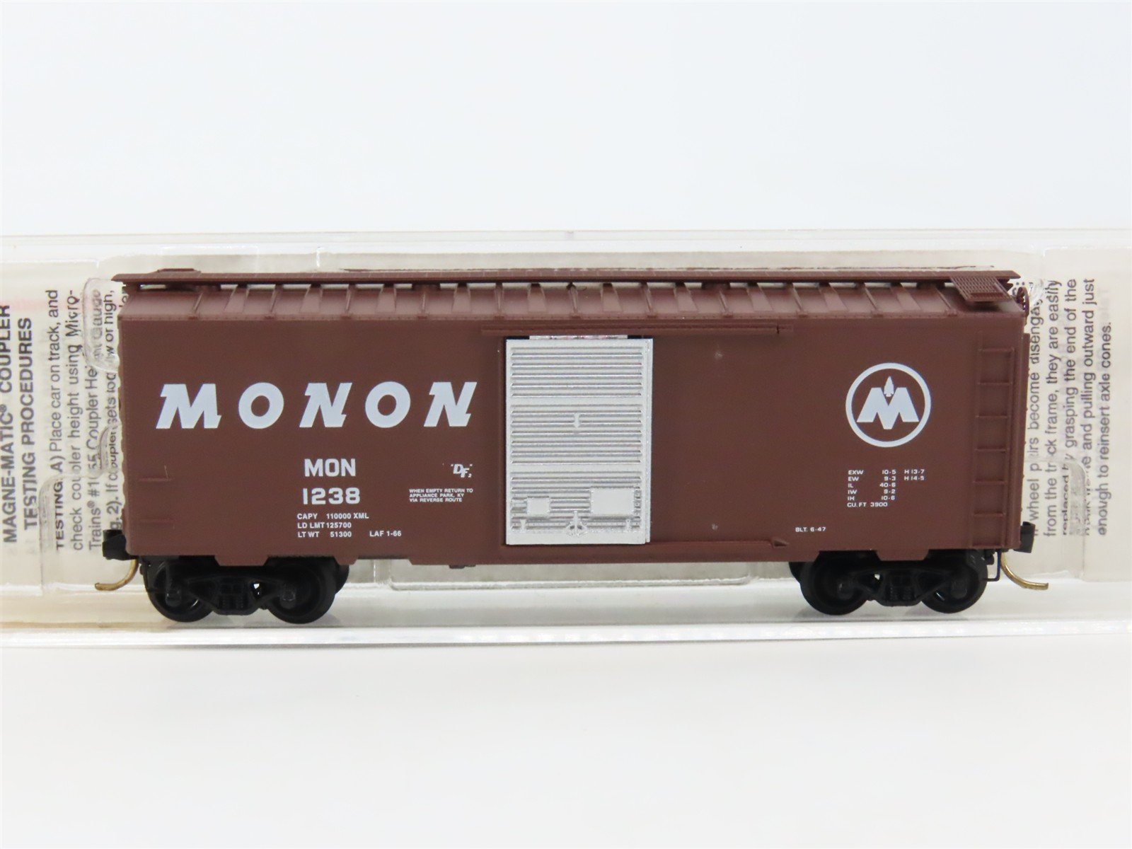 N Scale Micro-Trains MTL 20770 MON Monon 40' Single Door Box Car #1238