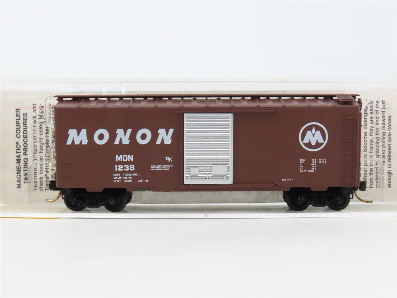 N Scale Micro-Trains MTL 20770 MON Monon 40' Single Door Box Car #1238