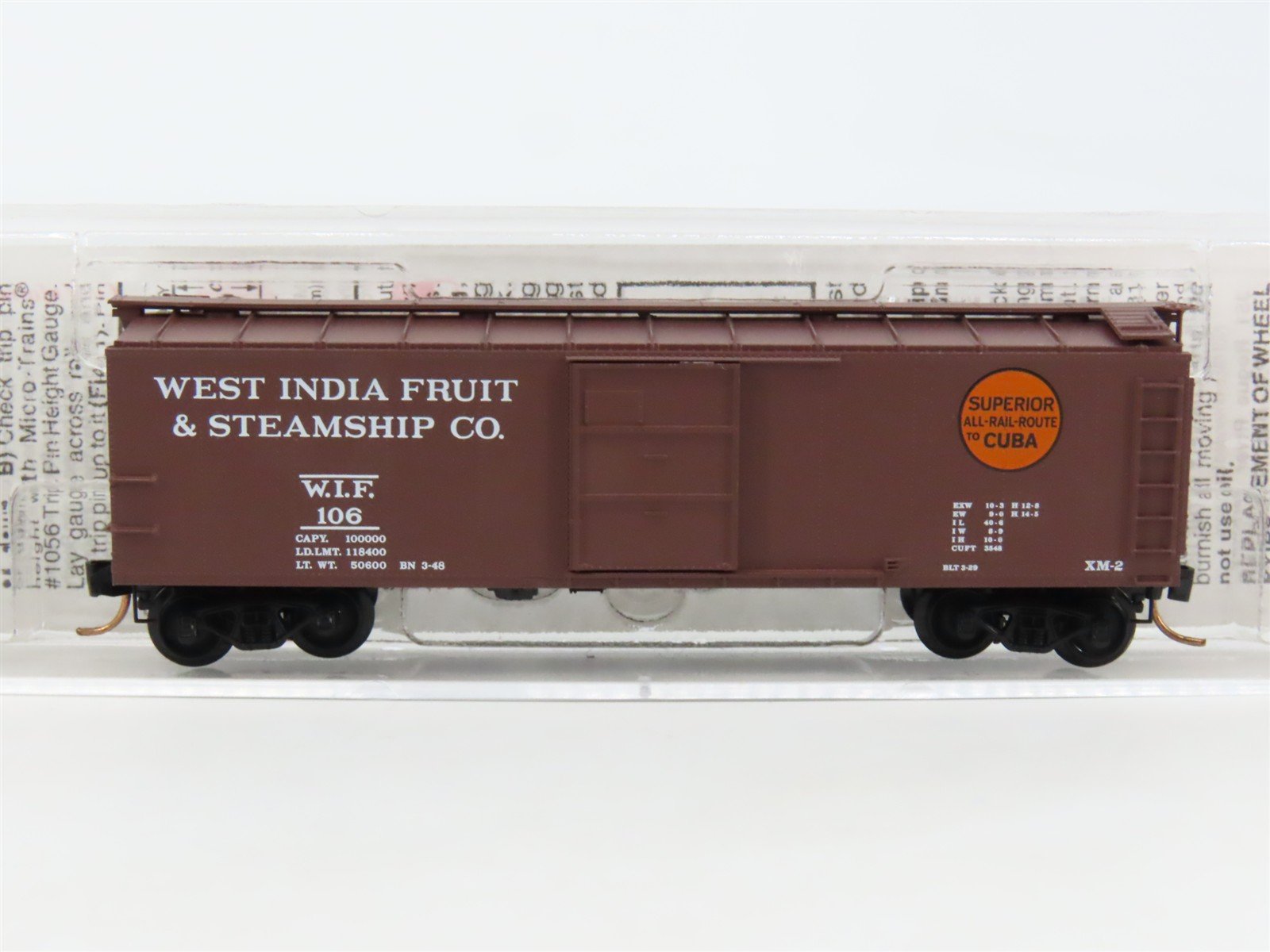 N Micro-Trains MTL 120510 WIF West India Fruit & Steamship 40' USRA Box Car #106