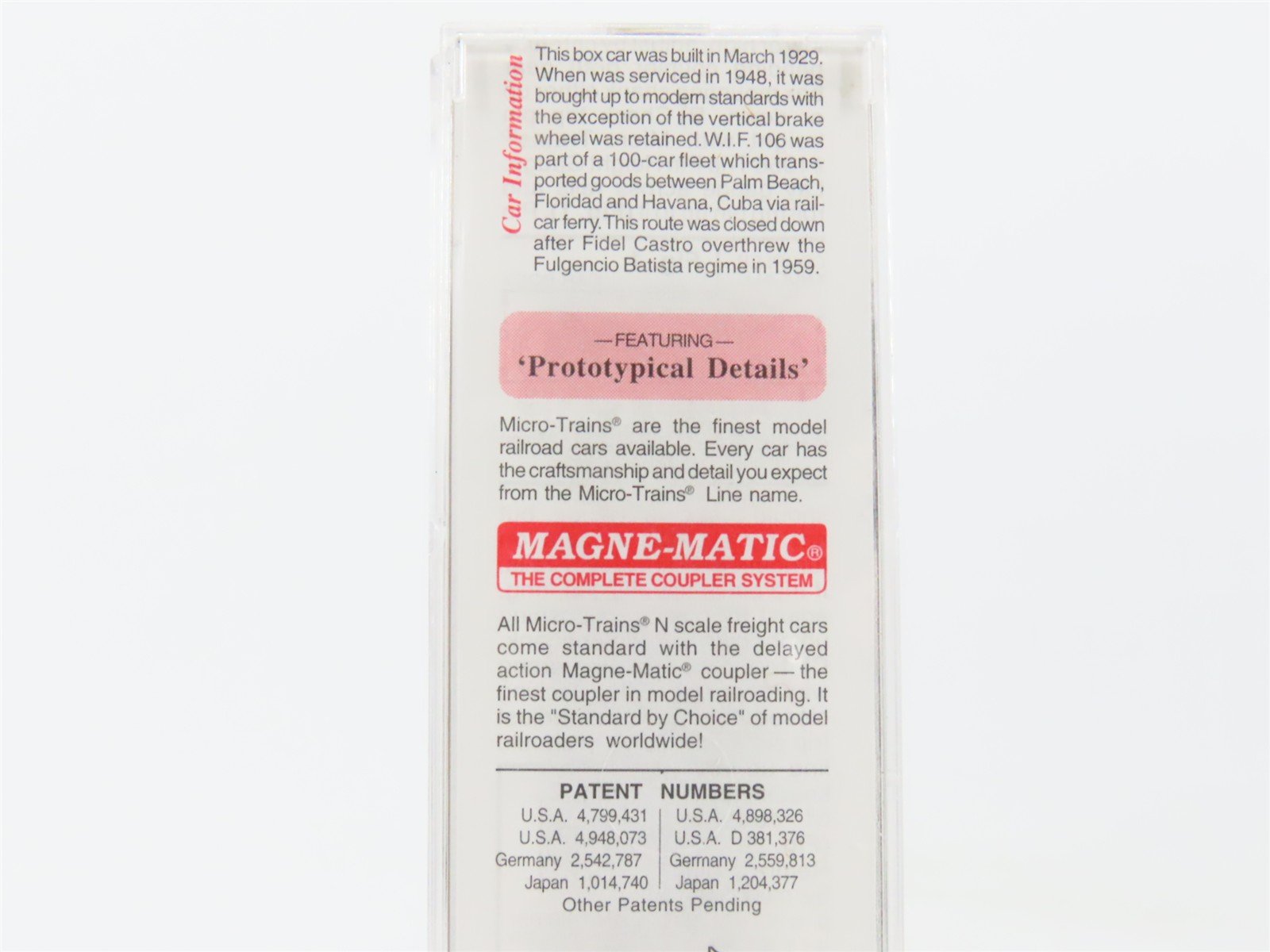 N Micro-Trains MTL 120510 WIF West India Fruit & Steamship 40' USRA Box Car #106