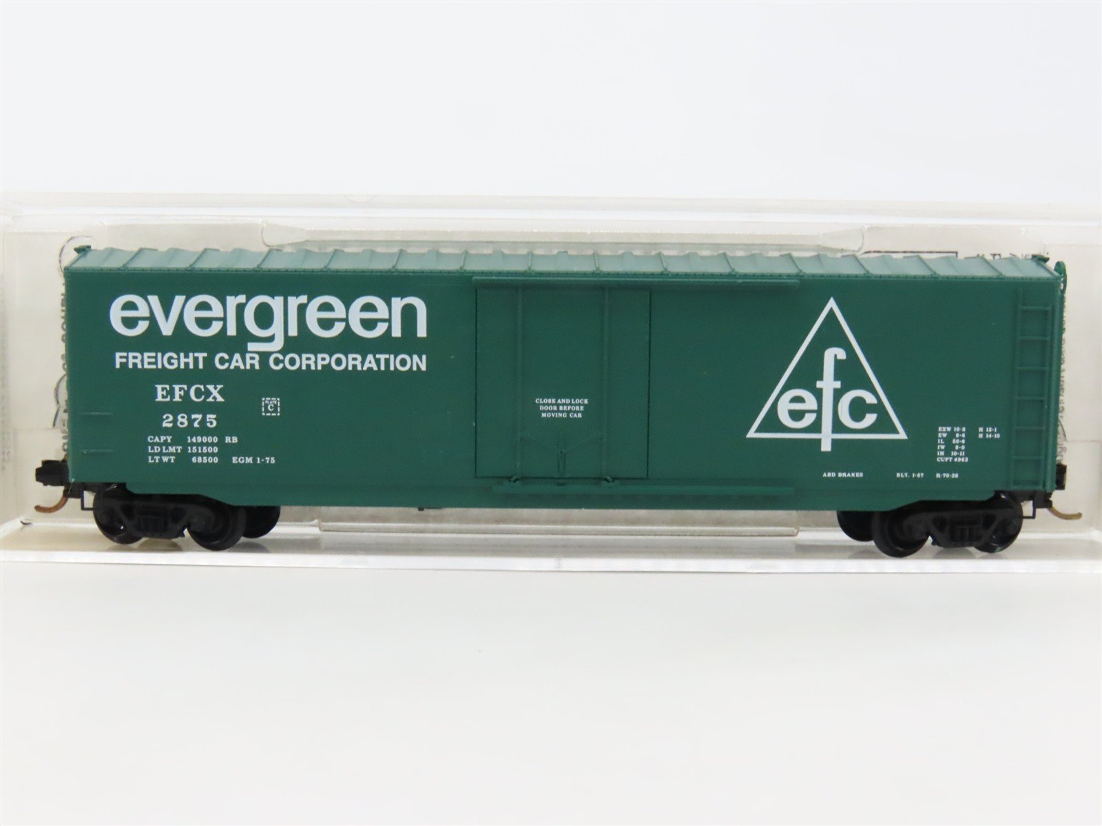 N Scale Micro-Trains MTL 38260 EFCX Evergreen 50' Plug Door Box Car #2875