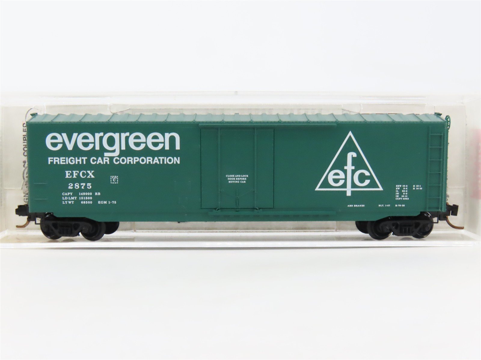 N Scale Micro-Trains MTL 38260 EFCX Evergreen 50' Plug Door Box Car #2875