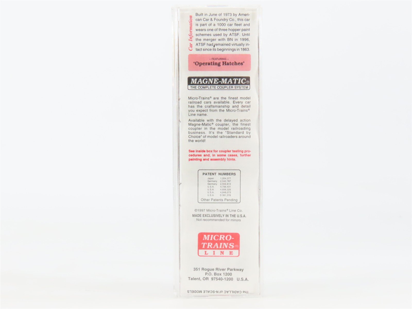 N Micro-Trains MTL 94100 ATSF Santa Fe 3-Bay CenterFlow Covered Hopper #313831