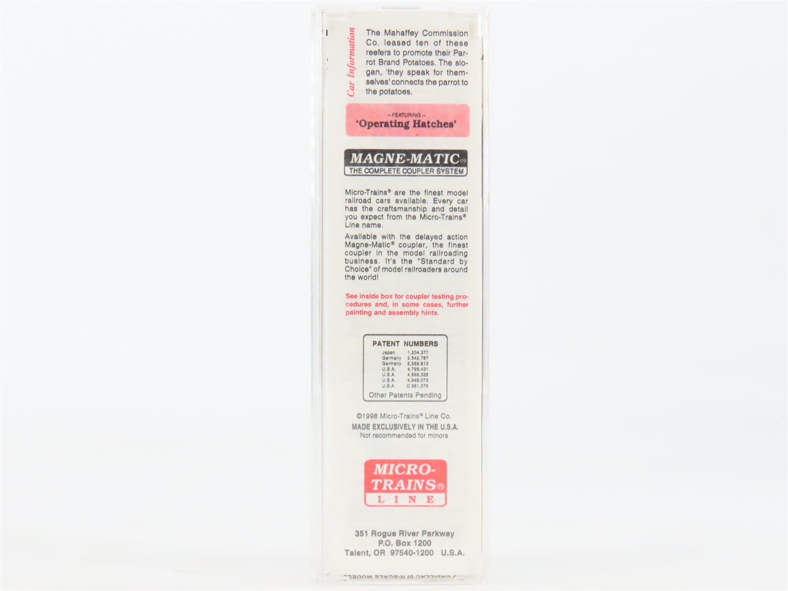 N Scale Micro-Trains MTL 49480 MACX Parrot Potatoes 40' Wood Reefer #3300