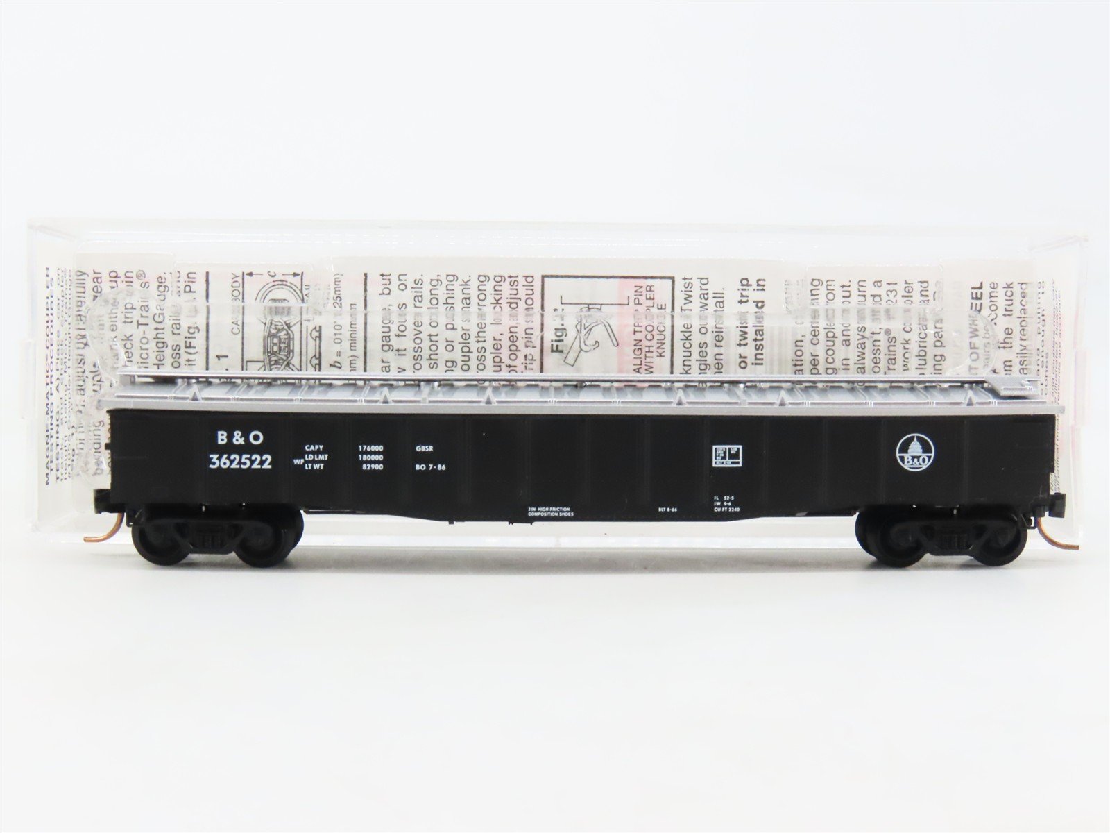 N Scale Micro-Trains MTL 106040 B&O Baltimore & Ohio 50' Covered Gondola #362522