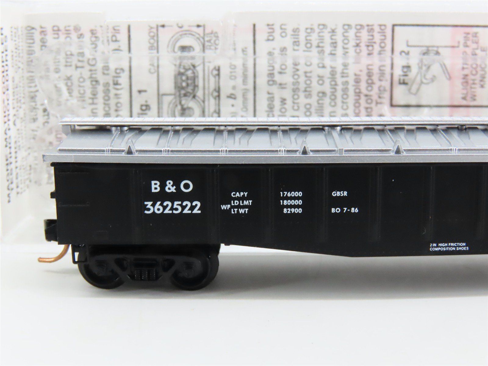 N Scale Micro-Trains MTL 106040 B&O Baltimore & Ohio 50' Covered Gondola #362522