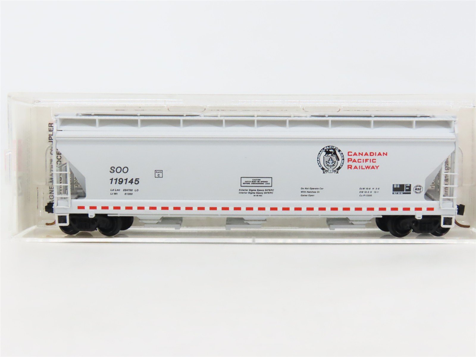 N Micro-Trains MTL 94140 SOO Line/Canadian Pacific 3-Bay Covered Hopper #119145