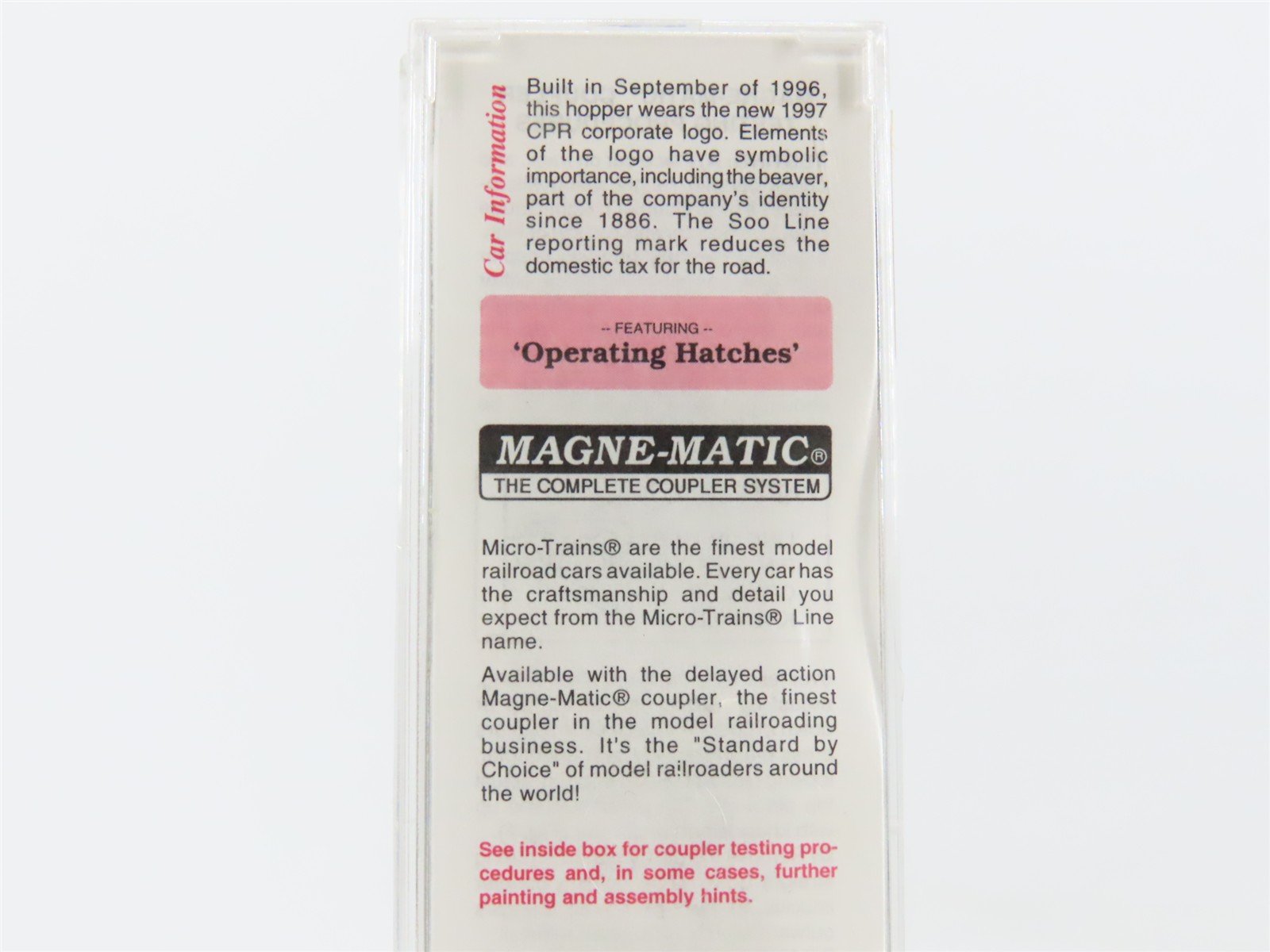 N Micro-Trains MTL 94140 SOO Line/Canadian Pacific 3-Bay Covered Hopper #119145