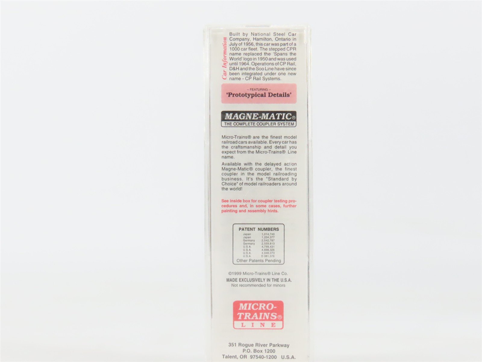 N Micro-Trains MTL 20436/1 CP Canadian Pacific 40' Single Door Box Car #51029