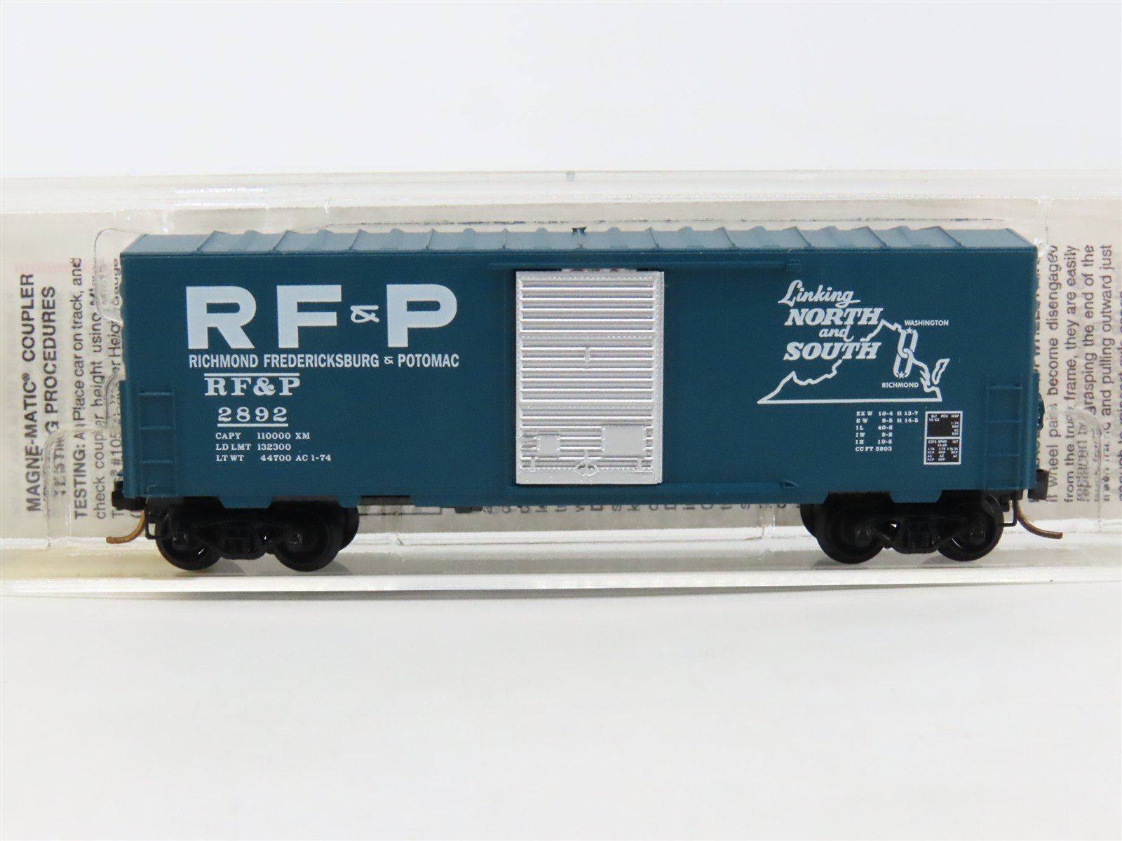 N Scale Micro-Trains MTL 24290 RF&P 40' Single Door Steel Box Car #2892