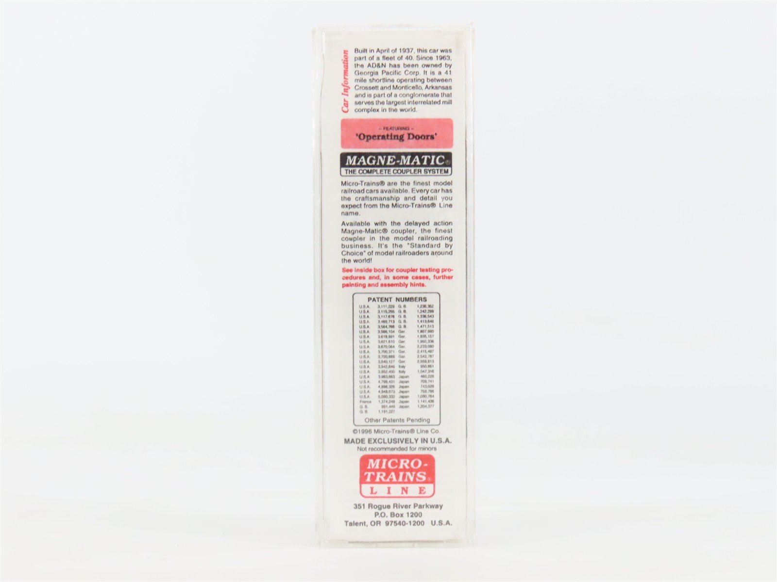 N Scale Micro-Trains MTL 23240 ADN Ashley Drew & Northern 40' Box Car #2413