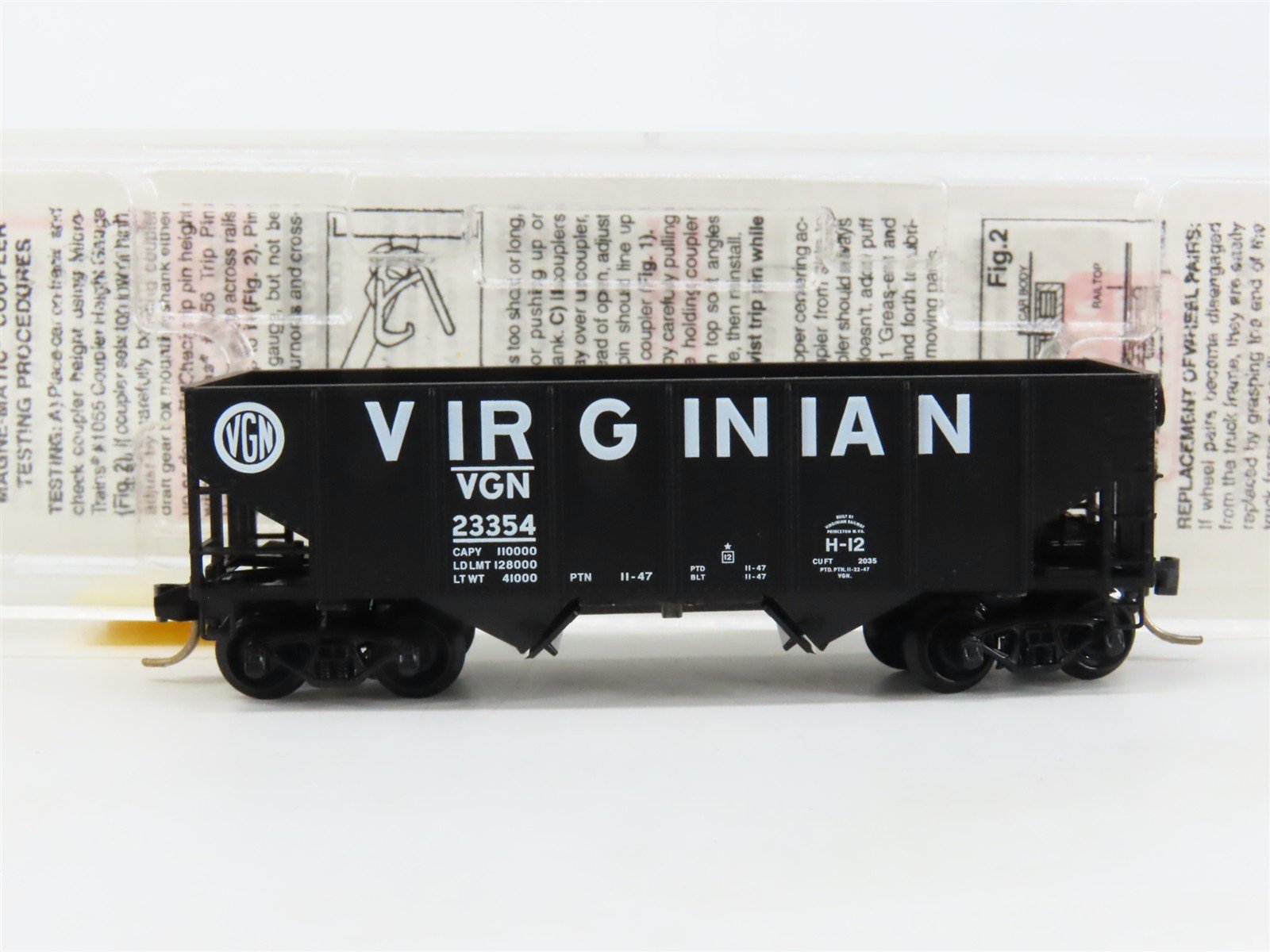 N Scale Micro-Trains MTL 56200 VGN Virginan 2-Bay Rib-Side Hopper #23354