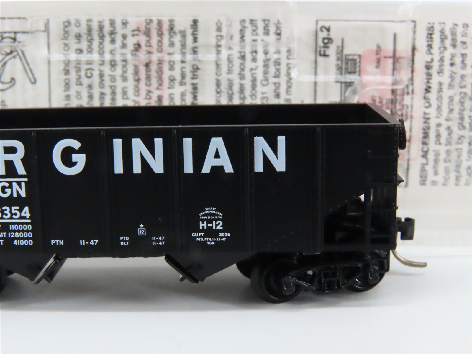 N Scale Micro-Trains MTL 56200 VGN Virginan 2-Bay Rib-Side Hopper #23354
