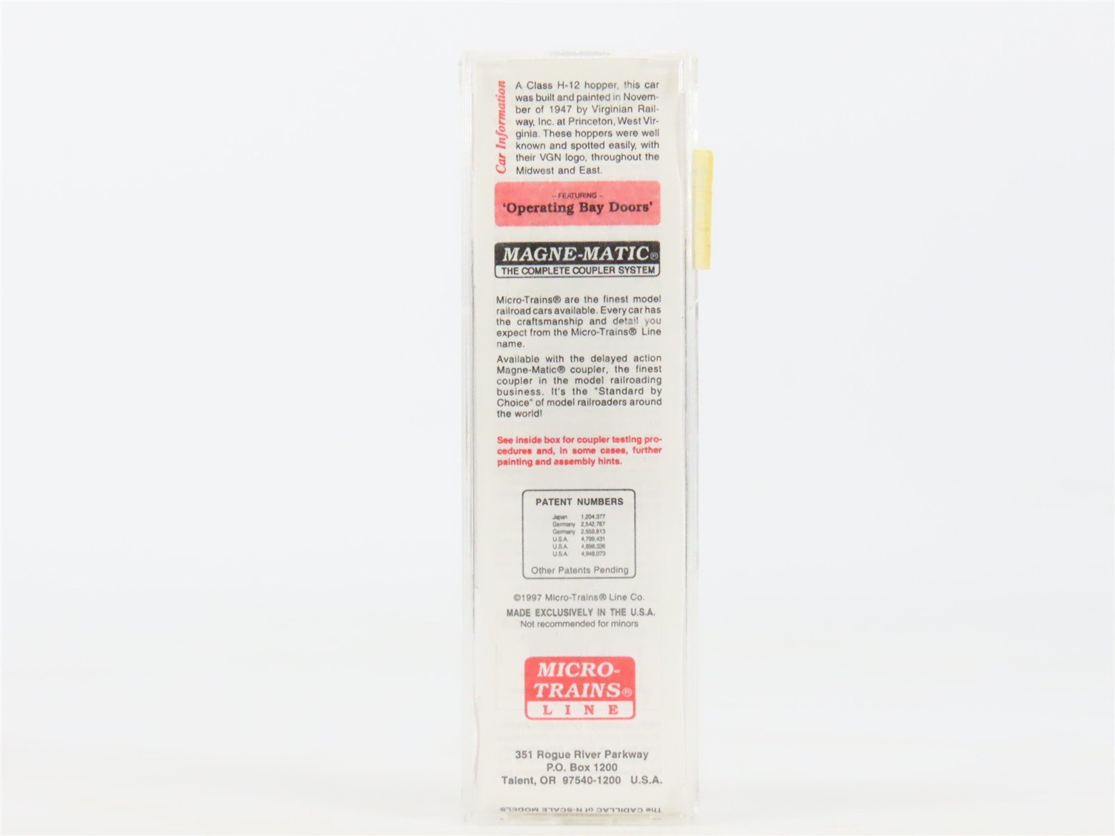 N Scale Micro-Trains MTL 56200 VGN Virginan 2-Bay Rib-Side Hopper #23354