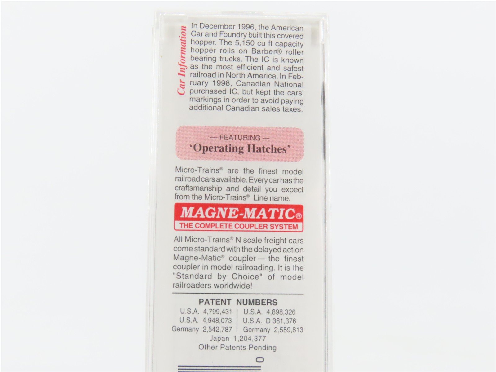 N Micro-Trains MTL 94200 IC Illinois Central 3-Bay ACF Covered Hopper #799623
