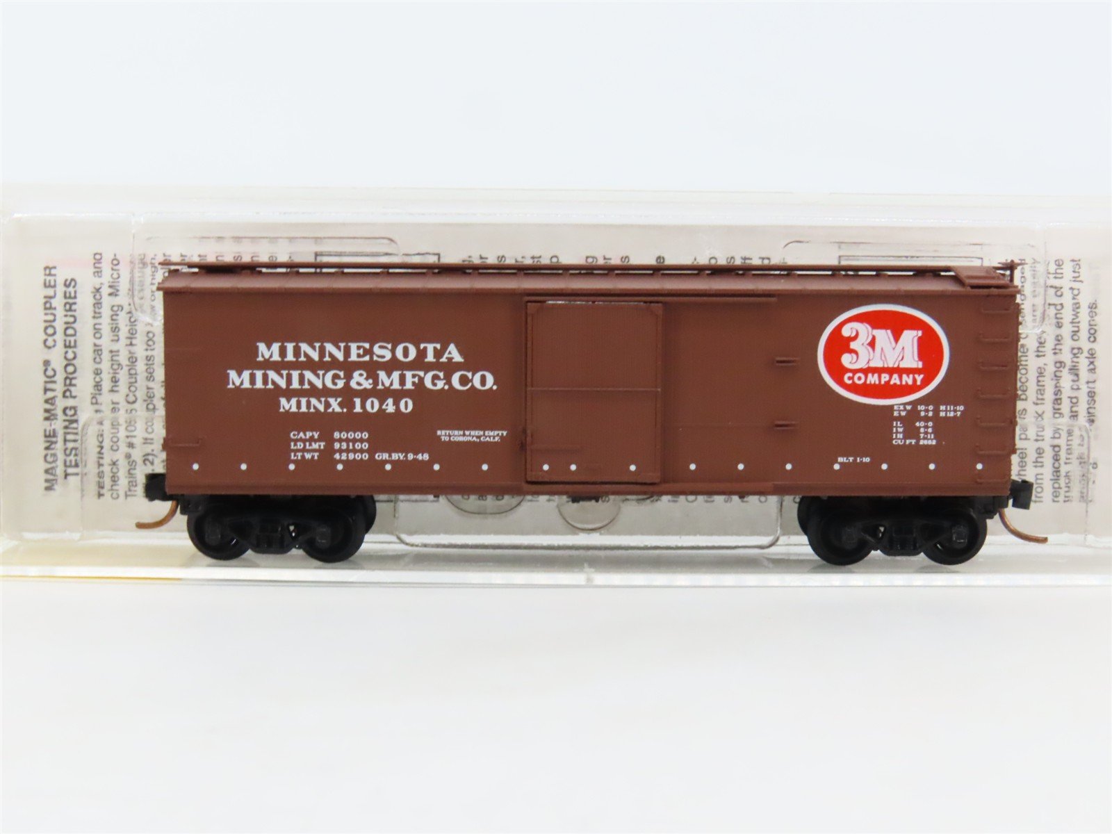 N Micro-Trains MTL 19190 MINX 3M Minnesota Mining & Mfg. 40' Wood Box Car #1040