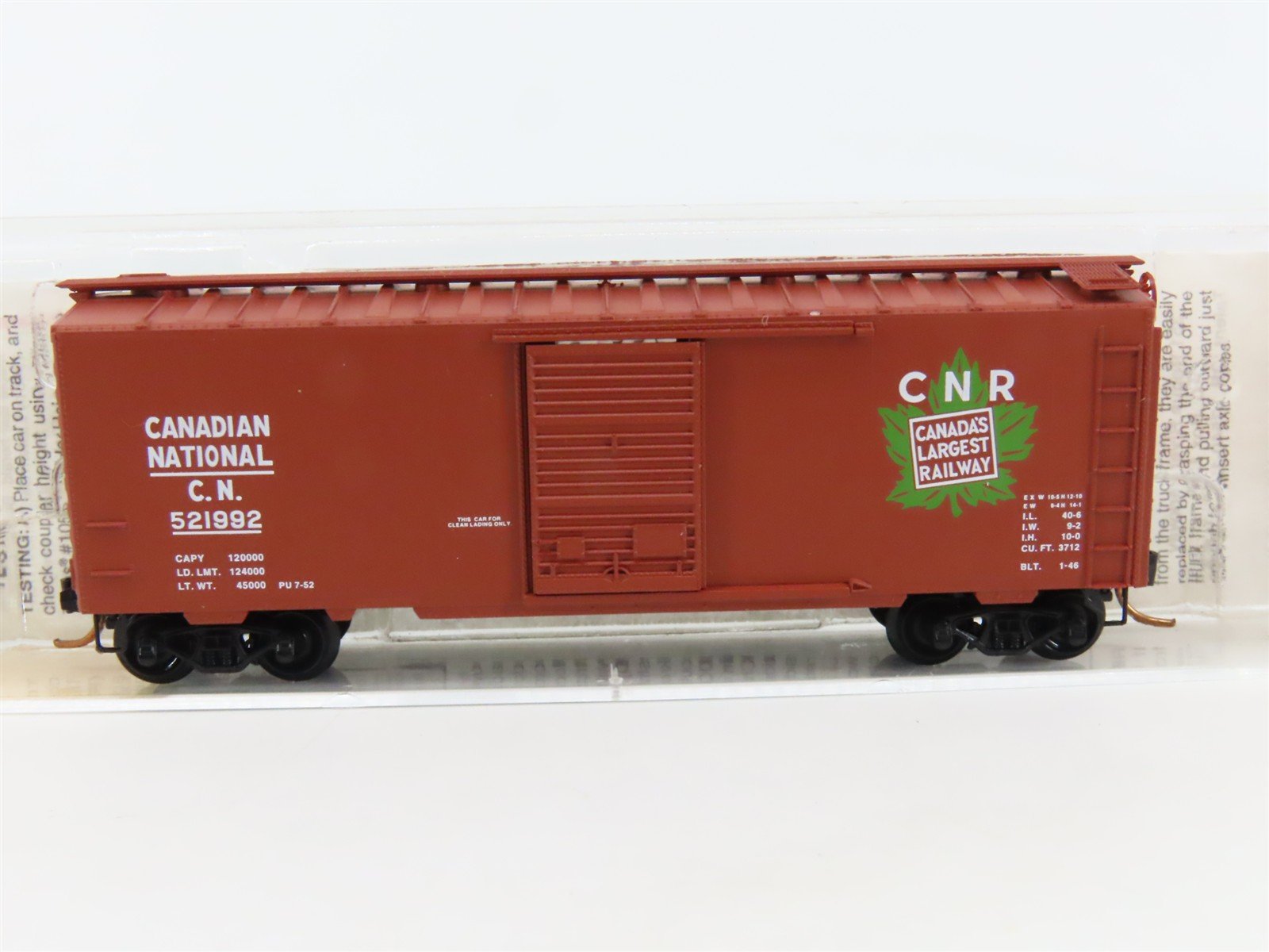 N Micro-Trains MTL 20206 CN Canadian National 40' Single Door Box Car #521992