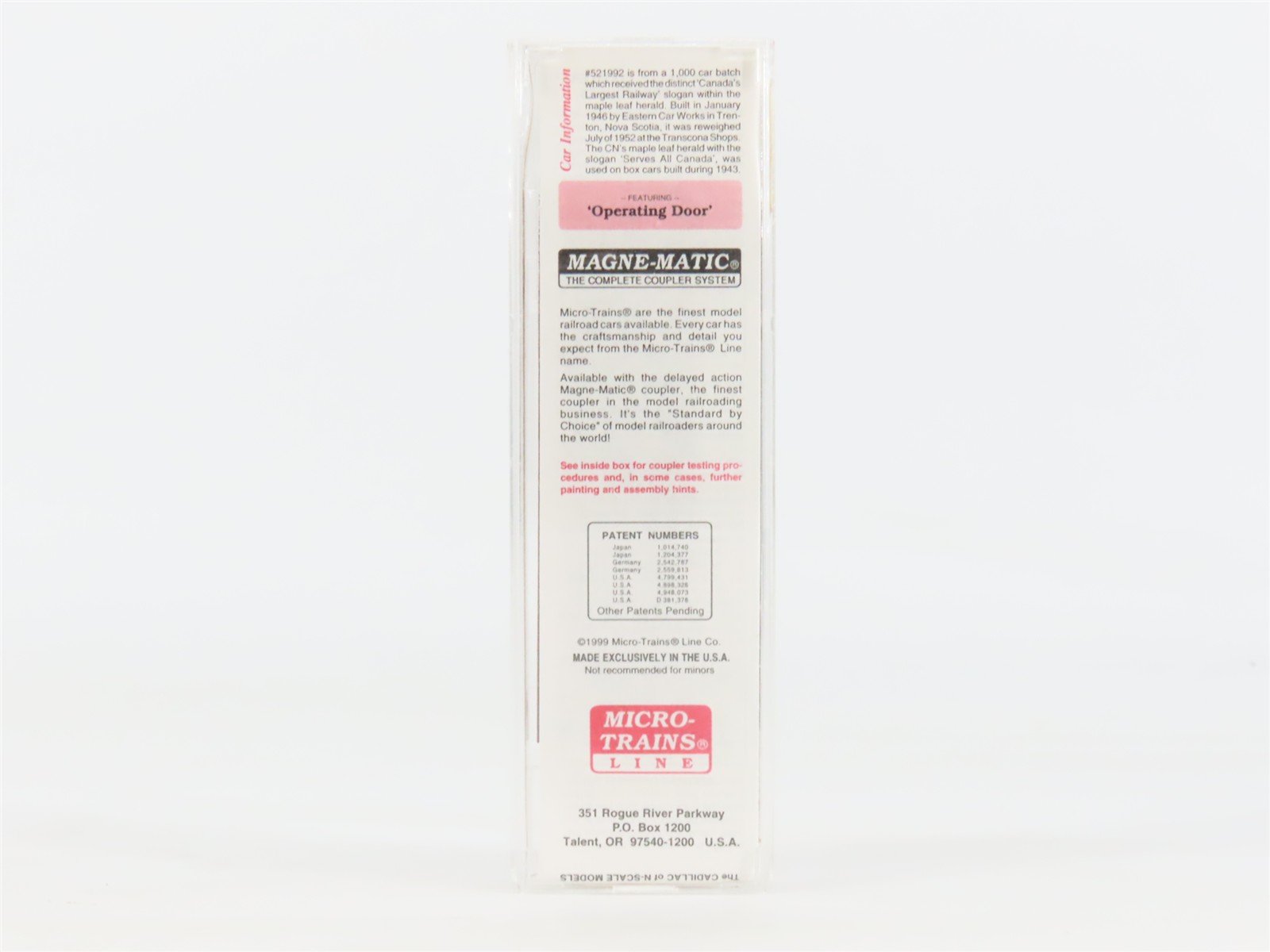 N Micro-Trains MTL 20206 CN Canadian National 40' Single Door Box Car #521992