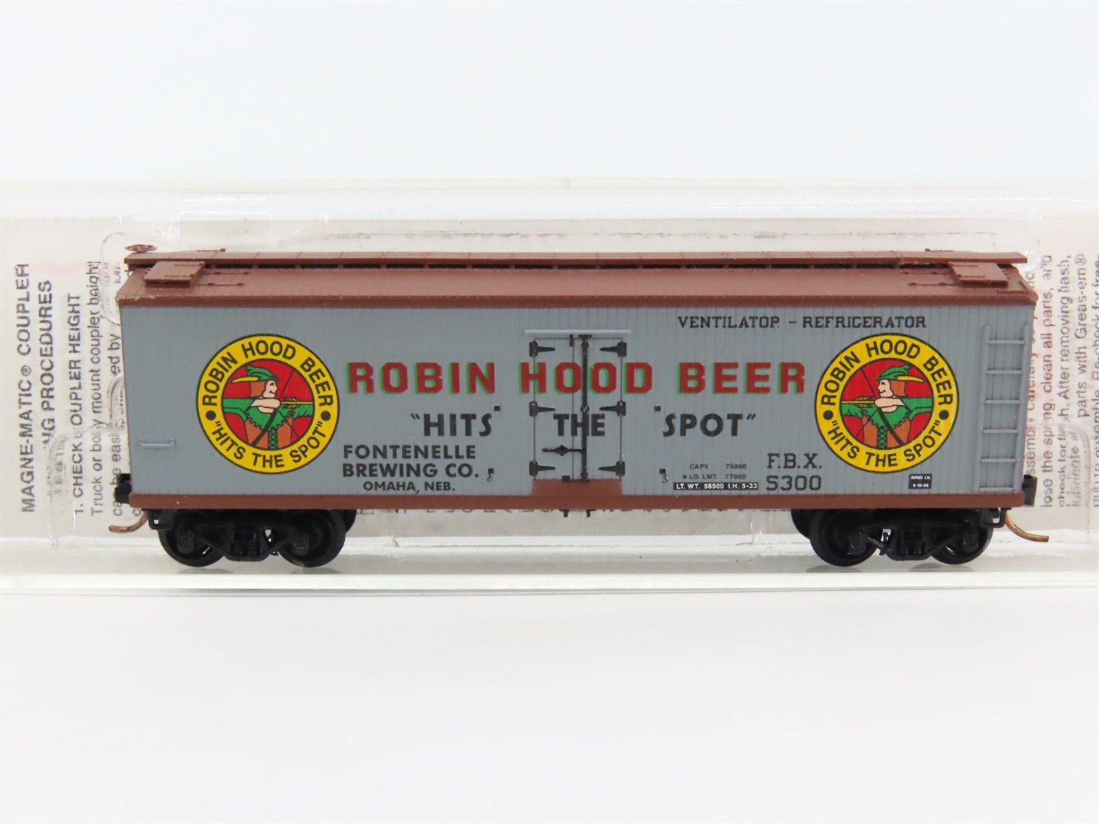 N Scale Micro-Trains MTL FBX Robin Hood Beer 40' Wood Reefer #5300