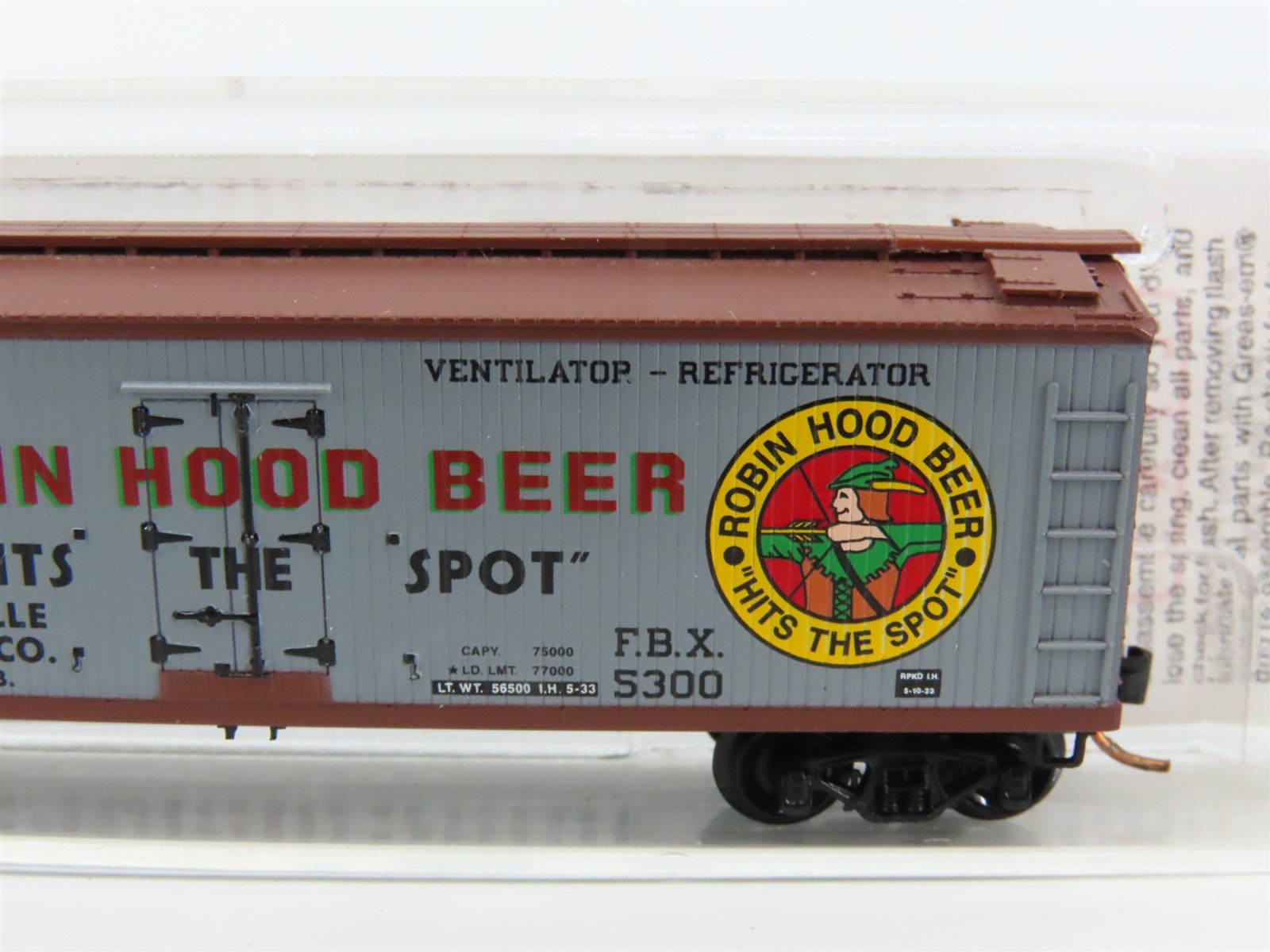 N Scale Micro-Trains MTL FBX Robin Hood Beer 40' Wood Reefer #5300