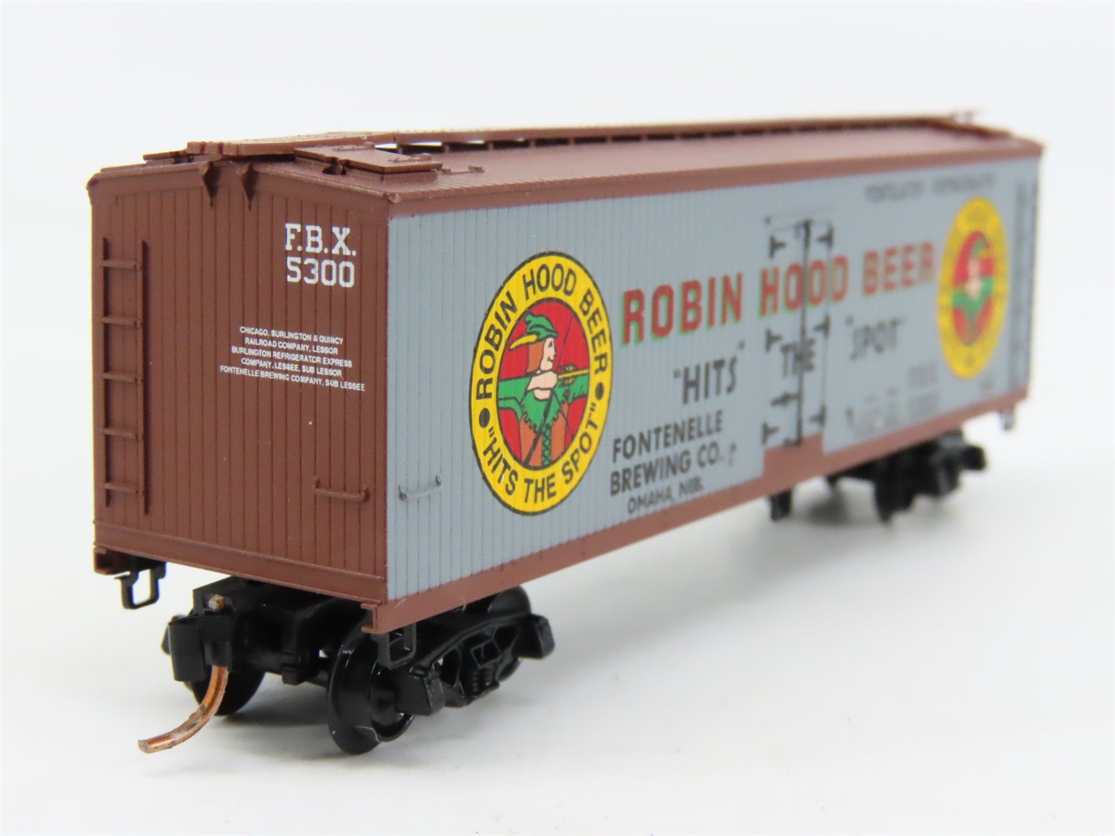 N Scale Micro-Trains MTL FBX Robin Hood Beer 40' Wood Reefer #5300