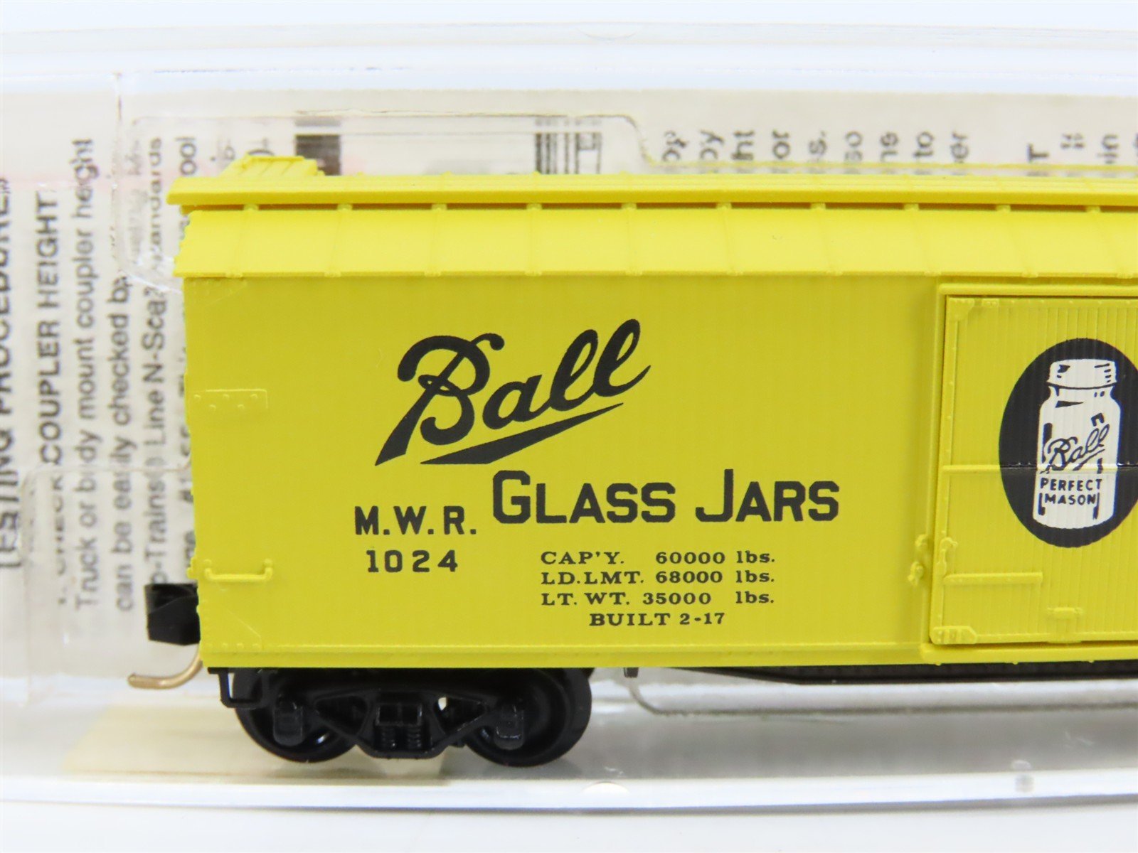 N Micro-Trains MTL 42030 MWR Muncie & Western/Ball Glass Jars 40' Box Car #1024