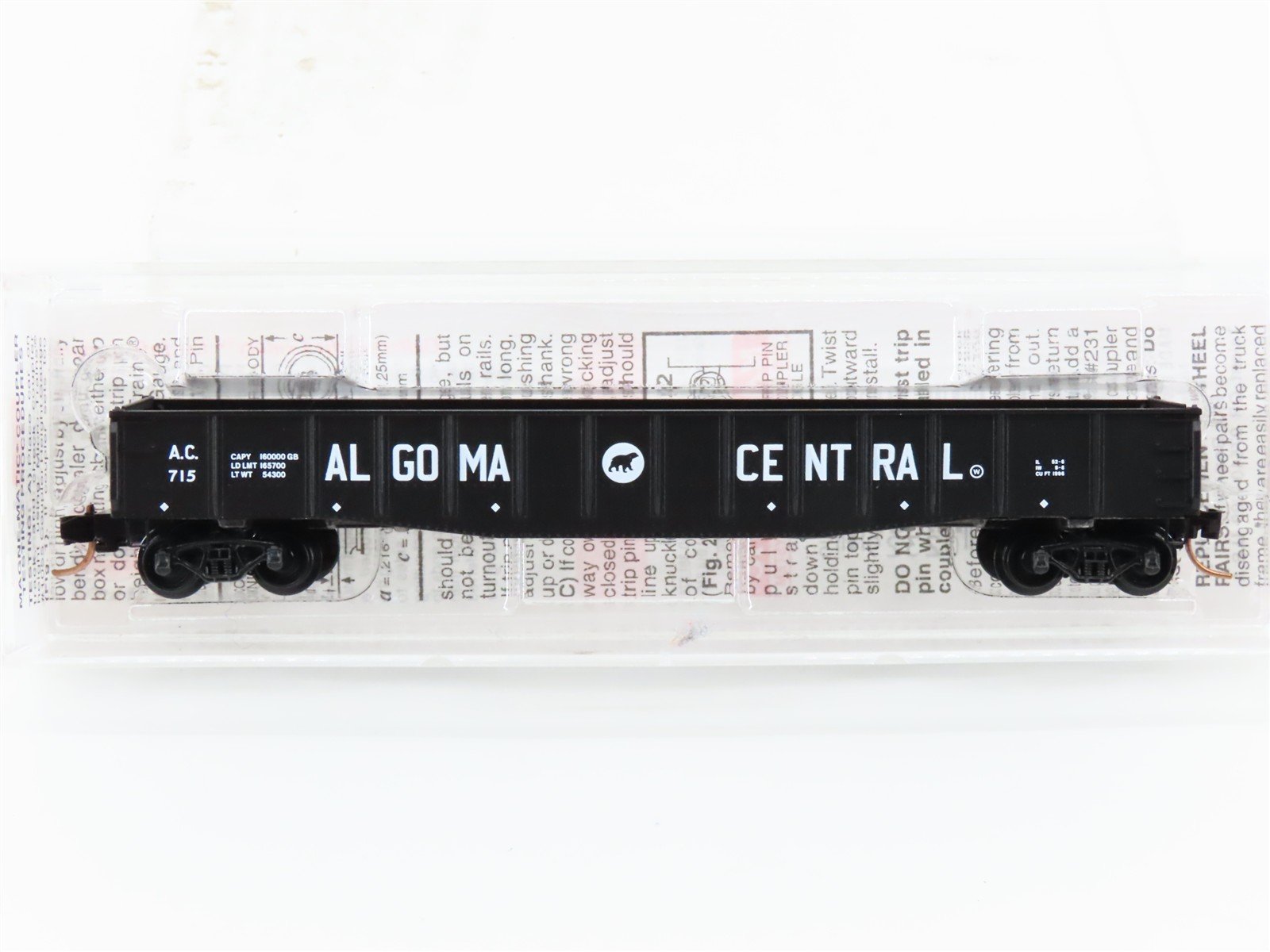 N Scale Micro-Trains MTL 46250 AC Algoma Central 50' Drop End Gondola #715