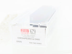 N Scale Micro-Trains MTL 57070 C&O Chesapeake & Ohio 33' Twin Bay Hopper #55463
