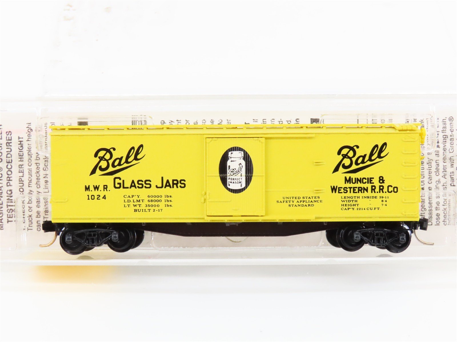 N Scale Micro-Trains MTL 42030 MWR Muncie & Western Ball Glass 40' Boxcar #1024