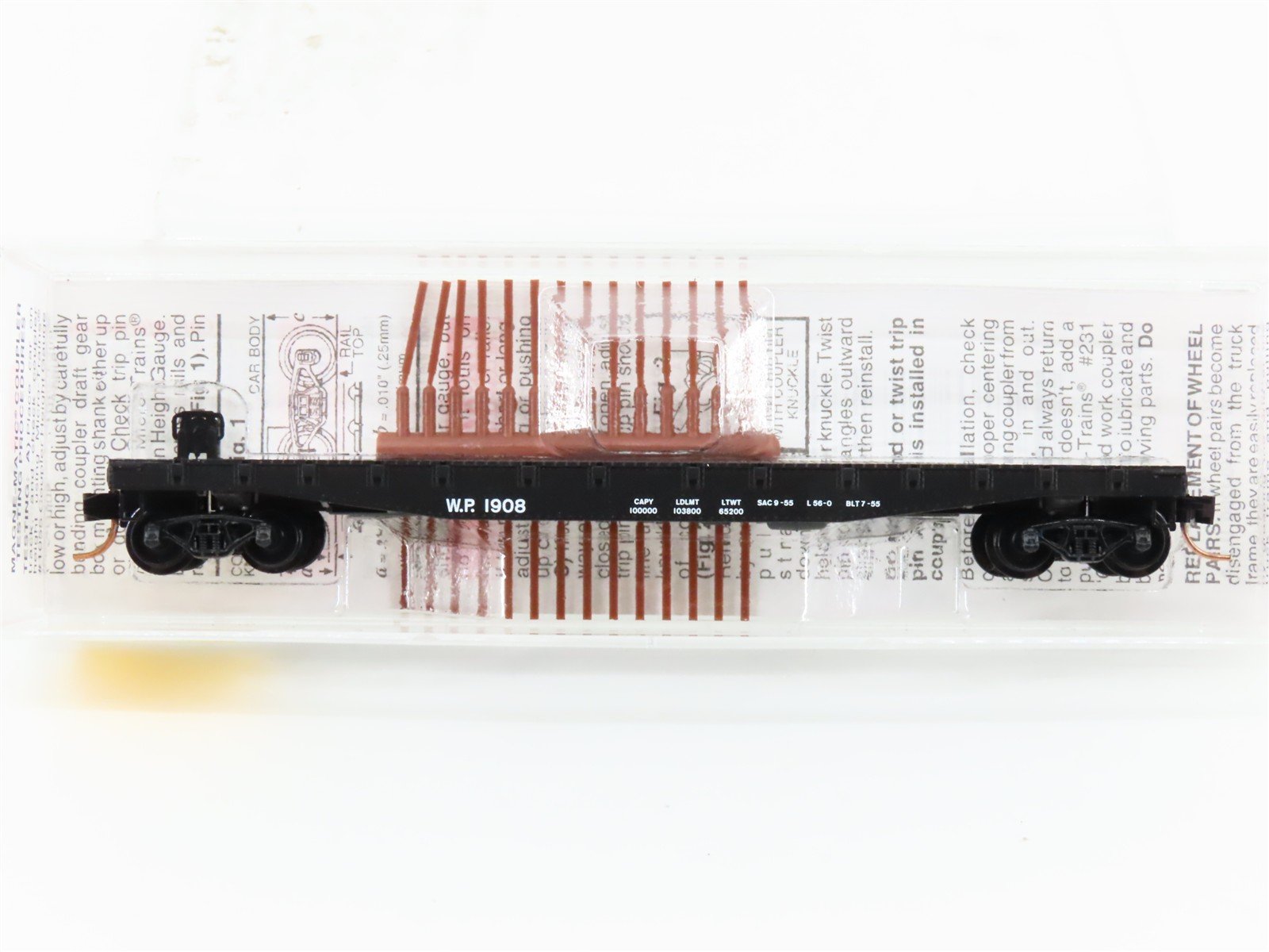N Scale Micro-Trains MTL 45230 WP Western Pacific 50' Flatcar #1908