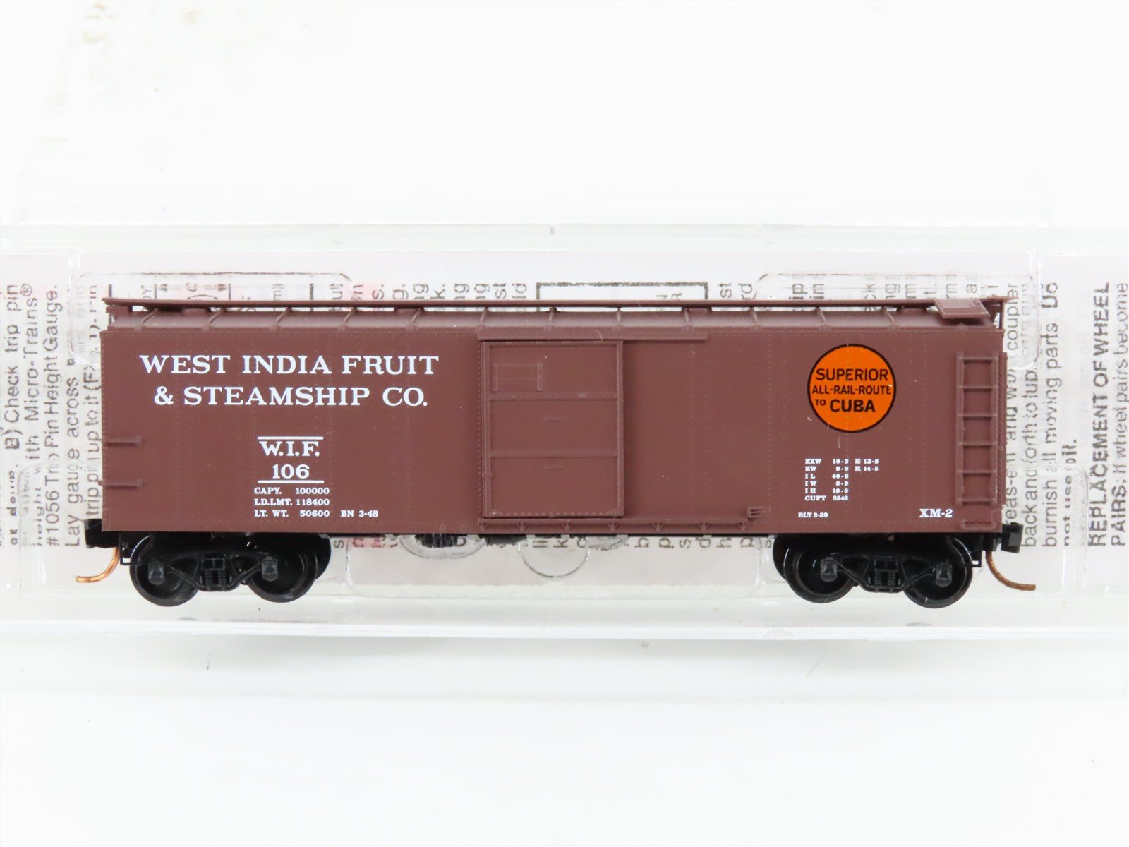 N Scale Micro-Trains MTL 120510 WIF Western India Fruit 40' USRA Boxcar #106