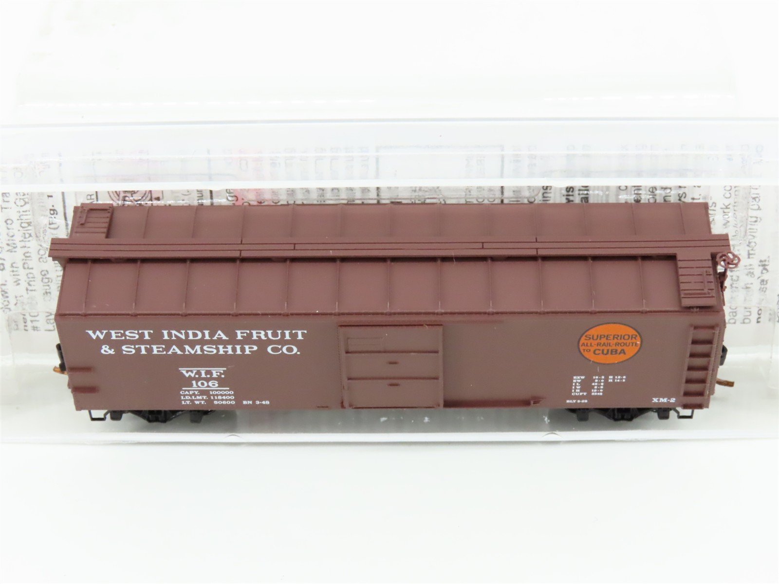 N Scale Micro-Trains MTL 120510 WIF Western India Fruit 40' USRA Boxcar #106