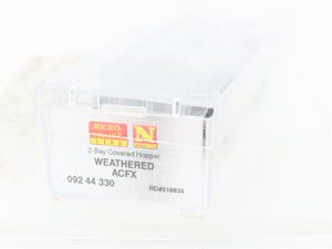 N Scale Micro-Trains MTL 09244330 ACFX 2-Bay Covered Hopper #218835 Weathered