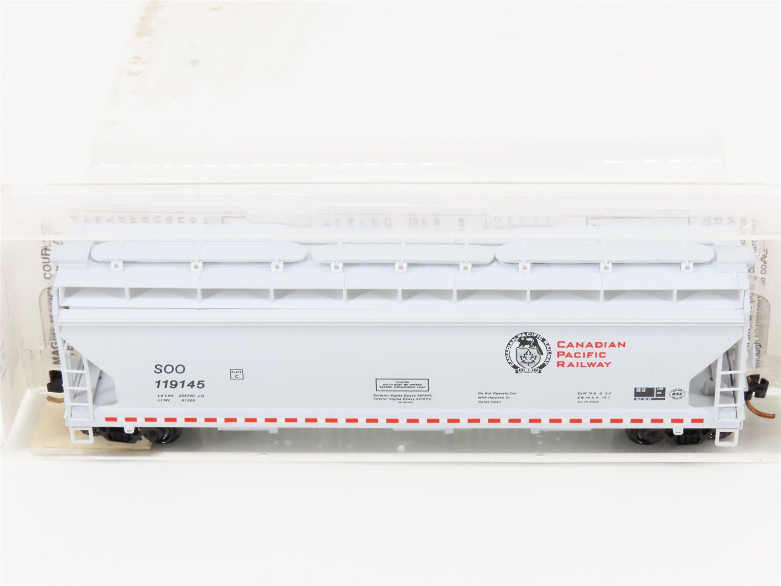 N Scale Micro-Trains MTL 94140 SOO Canadian Pacific 3-Bay Covered Hopper #119145