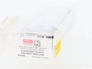 N Scale Micro-Trains MTL 94140 SOO Canadian Pacific 3-Bay Covered Hopper #119145