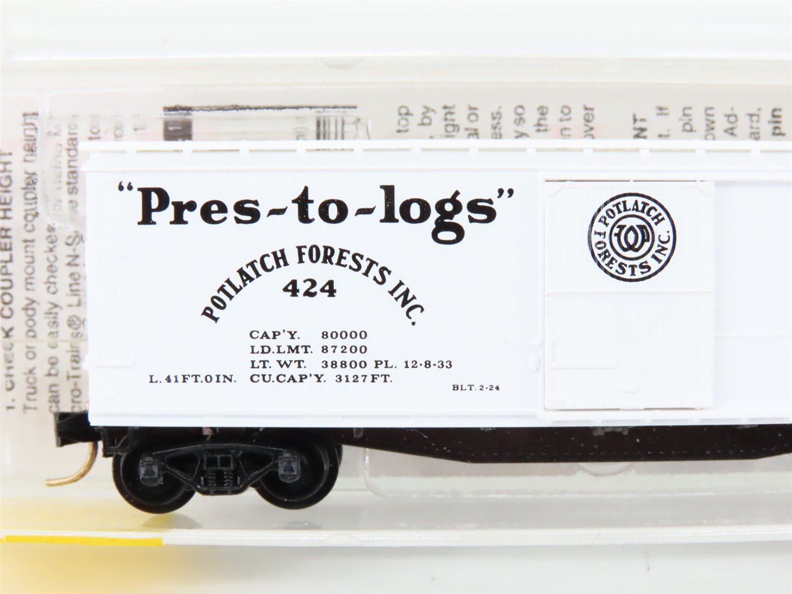 N Scale Micro-Trains MTL 42060 Potlatch Lumber Co 40' Boxcar #424