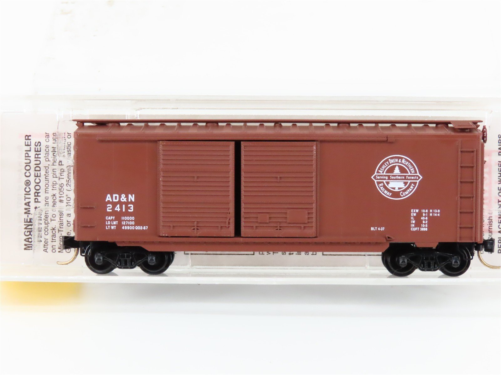 N Scale Micro-Trains MTL 23240 AD&N Ashley Drew Northern 40' Boxcar #2413