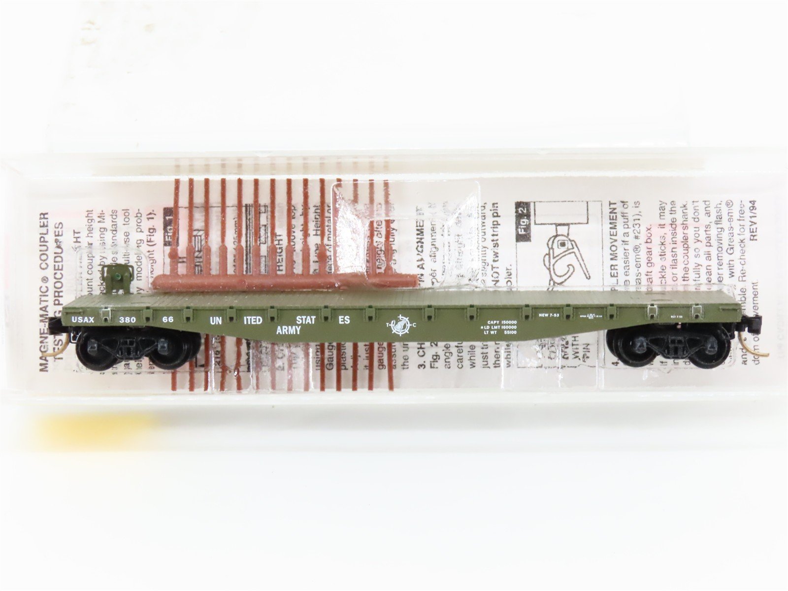 N Scale Micro-Trains MTL 45180 USAX US Army 50' Flatcar #38066