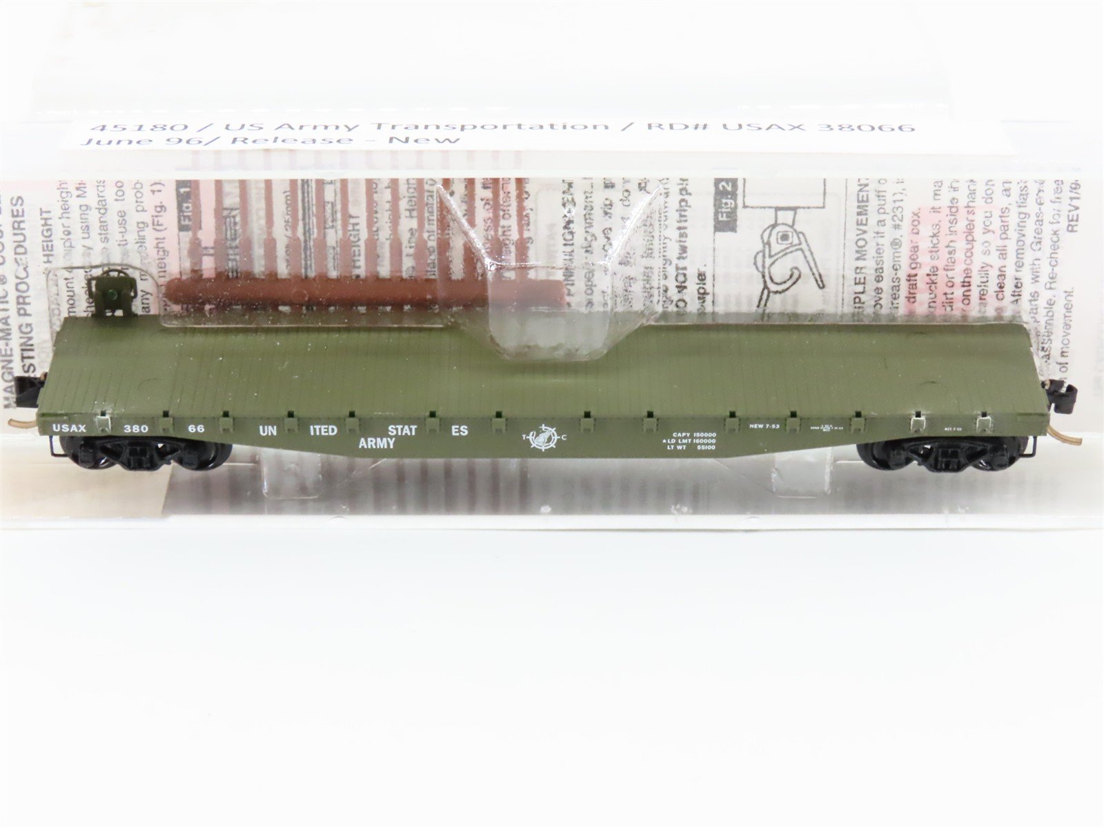 N Scale Micro-Trains MTL 45180 USAX US Army 50' Flatcar #38066